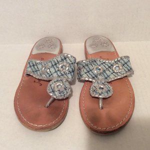 Jack Rogers Blue and Silver Sandals 5.5